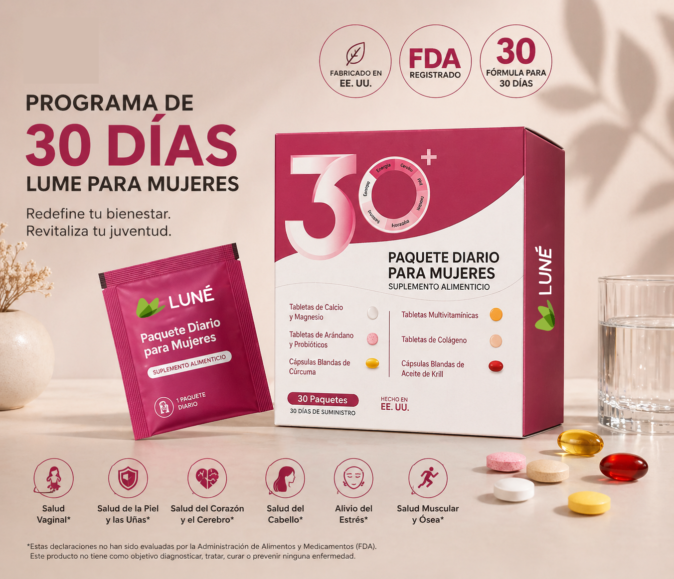 Paquete Multivitamínico Femenino de 30 Días para Más Energía y Belleza